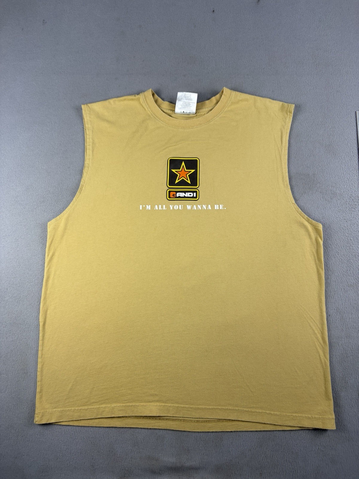 Vintage AND1 Trash Talk Basketball Shirt Size XL Sleeveless Go Army Parody