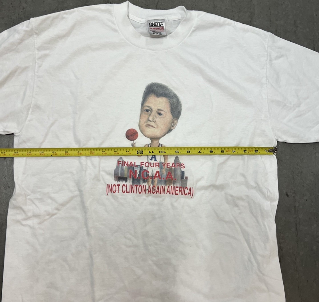 Vintage Bill Clinton Political T-shirt Size XL 90s NCAA Basketball Parody